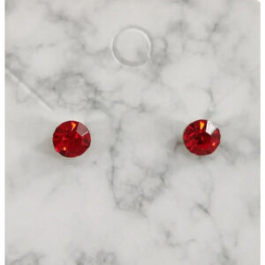 Ruby Crystal Studs Holiday Jewel Earring Christmas Red